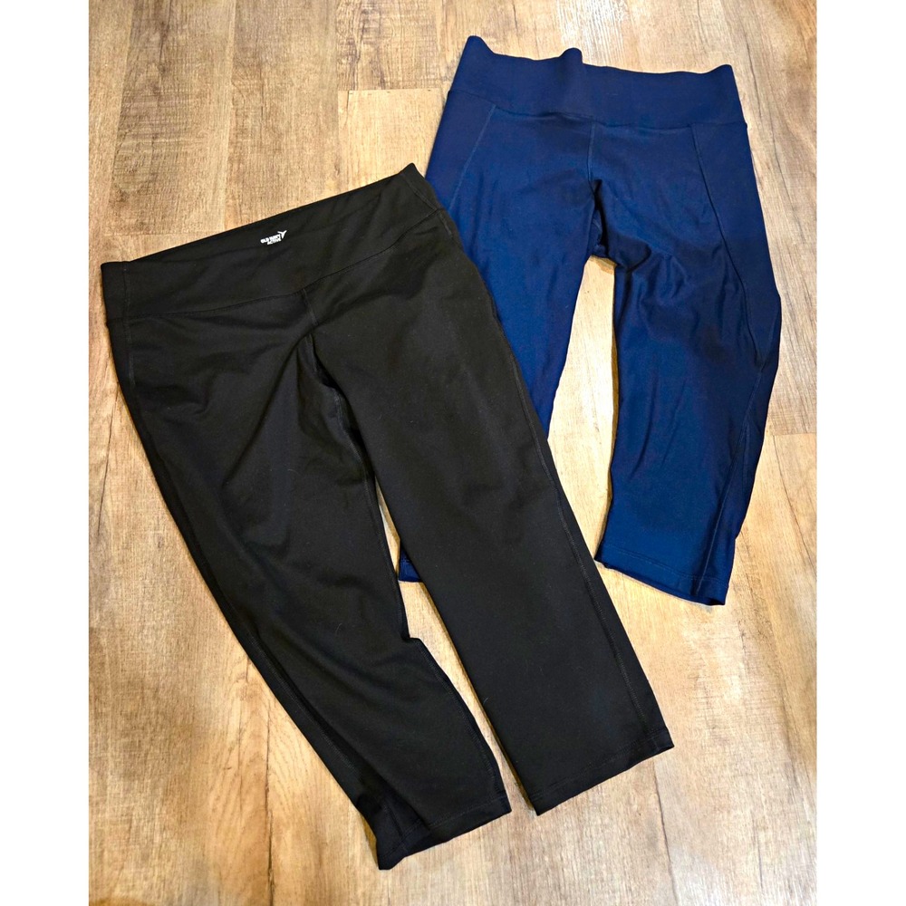 Old Navy Active Go-Dry Elevate Cropped Leggings Womens XL Black and Blue Lot 2